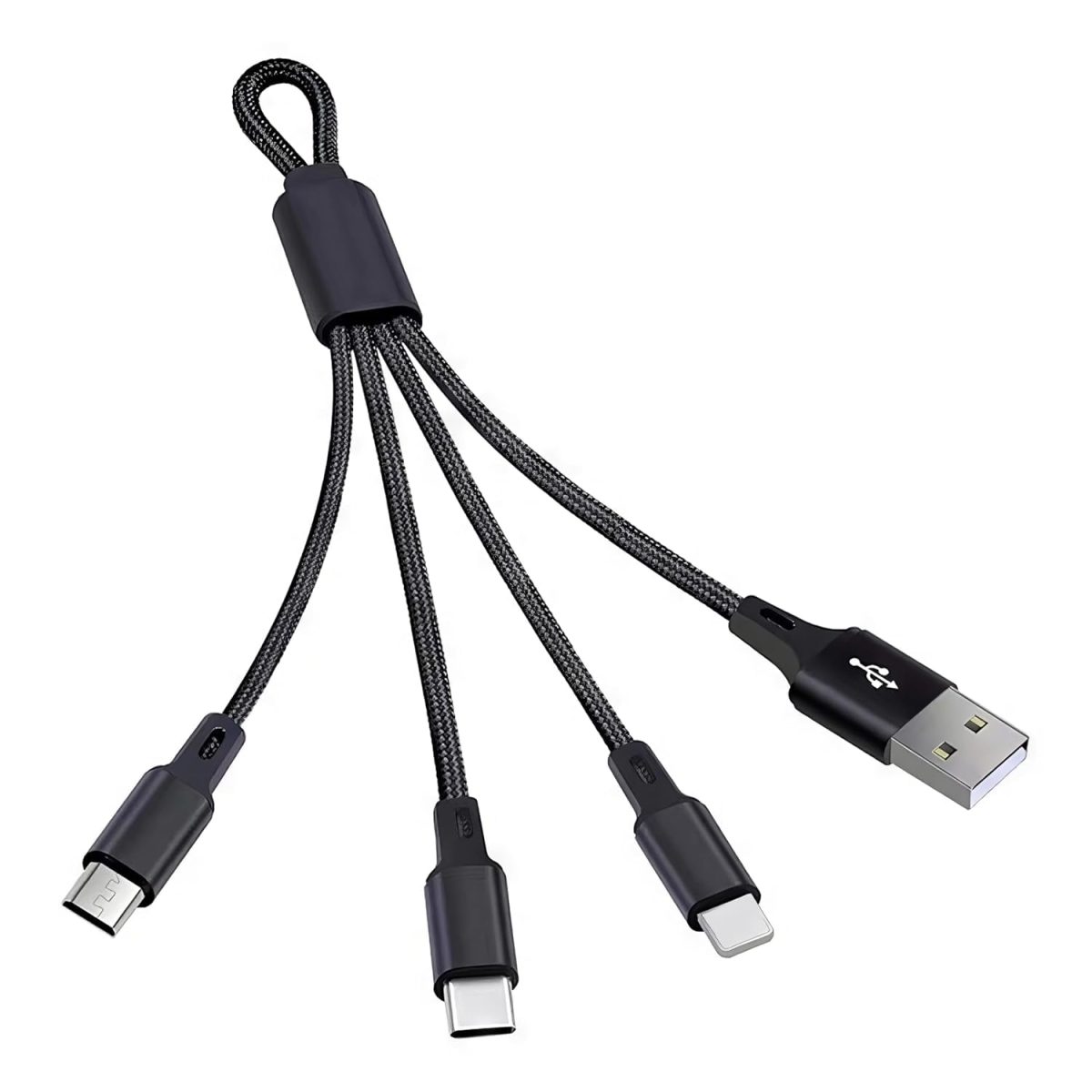 61ajj7CDHAL كابل شاحن USB متعدد 15 سم، شحن سريع 65 واط 3 في 1  (Lightning, Type-C & Micro USB) - الصورة 1